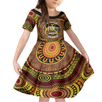 Personalised Australia Tennis Kid Short Sleeve Dress Aussie Indigenous Art
