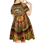Personalised Australia Tennis Kid Short Sleeve Dress Aussie Indigenous Art