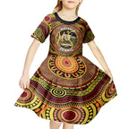 Personalised Australia Tennis Kid Short Sleeve Dress Aussie Indigenous Art