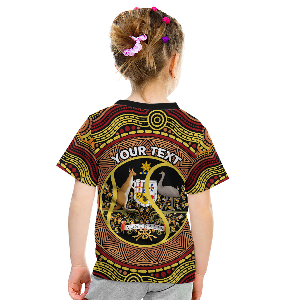 Personalised Australia Tennis Kid T Shirt Aussie Indigenous Art