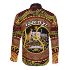Personalised Australia Tennis Long Sleeve Button Shirt Aussie Indigenous Art