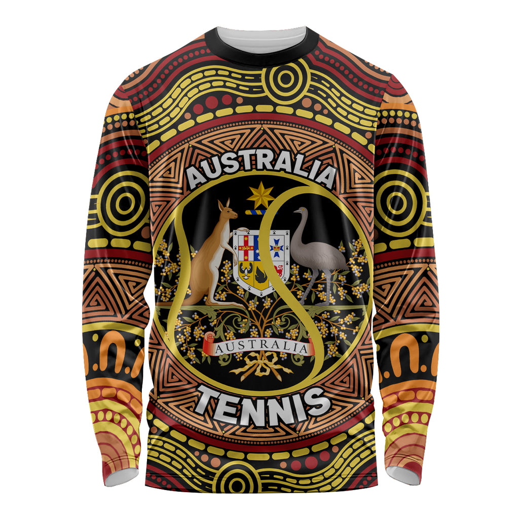 Personalised Australia Tennis Long Sleeve Shirt Aussie Indigenous Art