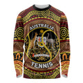 Personalised Australia Tennis Long Sleeve Shirt Aussie Indigenous Art