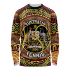 Personalised Australia Tennis Long Sleeve Shirt Aussie Indigenous Art