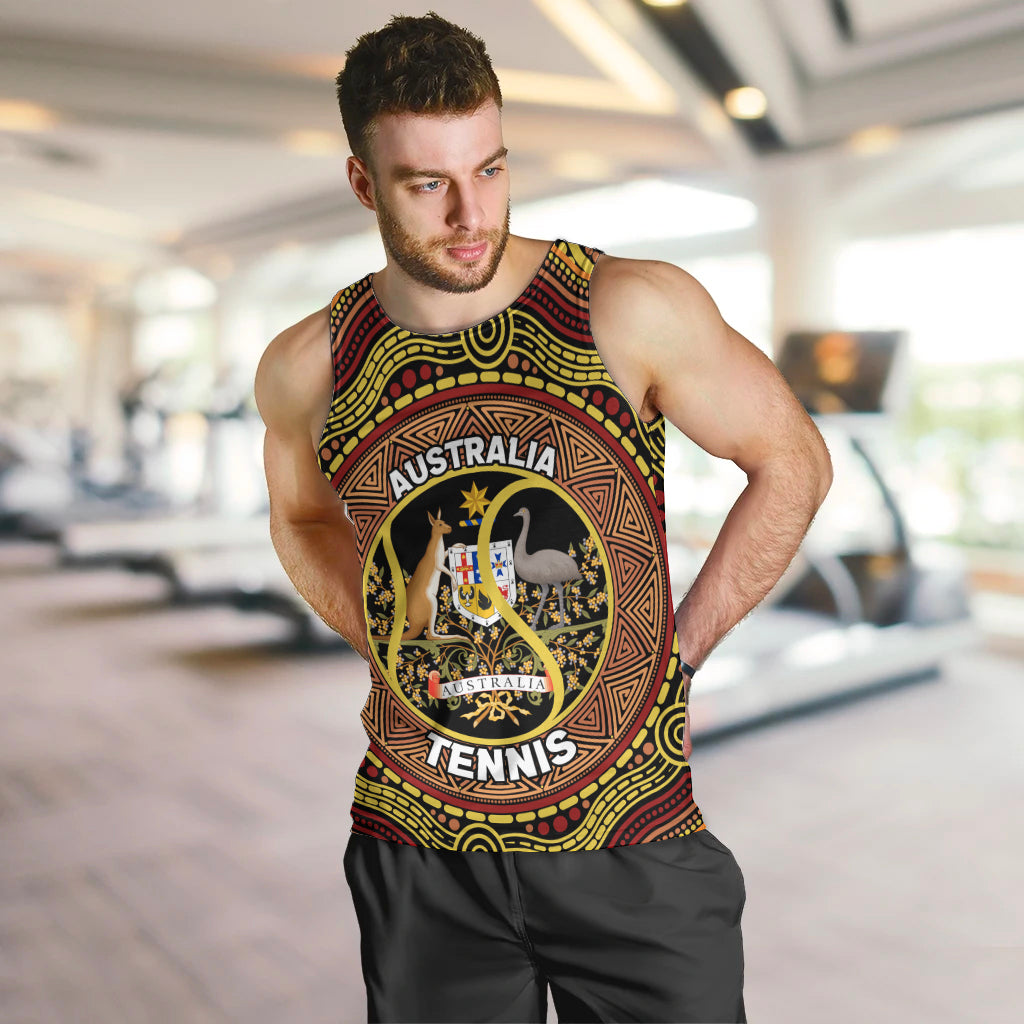 Personalised Australia Tennis Men Tank Top Aussie Indigenous Art