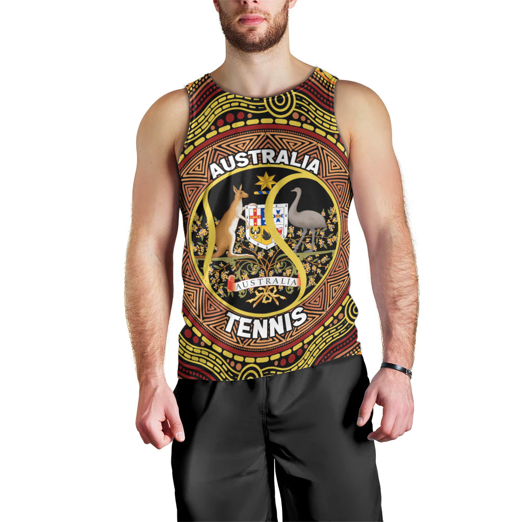 Personalised Australia Tennis Men Tank Top Aussie Indigenous Art