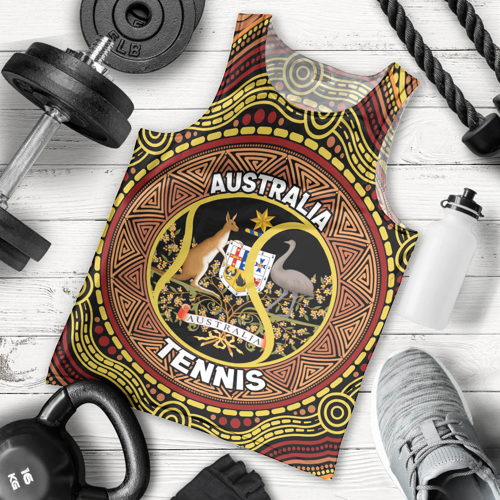 Personalised Australia Tennis Men Tank Top Aussie Indigenous Art