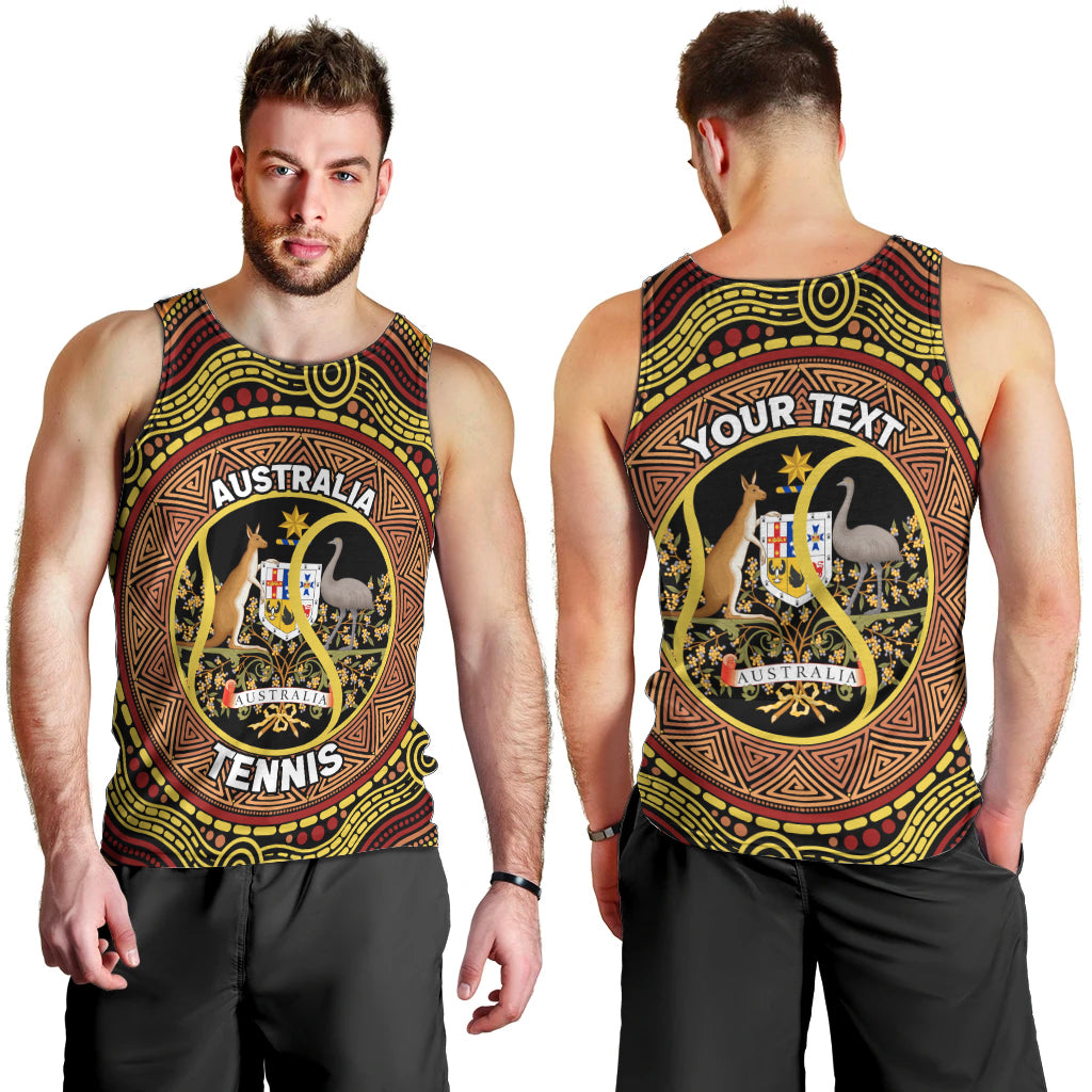 Personalised Australia Tennis Men Tank Top Aussie Indigenous Art