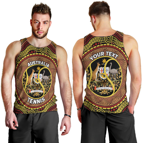 Personalised Australia Tennis Men Tank Top Aussie Indigenous Art