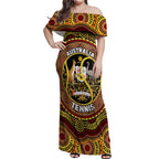 Personalised Australia Tennis Off Shoulder Maxi Dress Aussie Indigenous Art