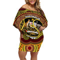 Personalised Australia Tennis Off Shoulder Short Dress Aussie Indigenous Art