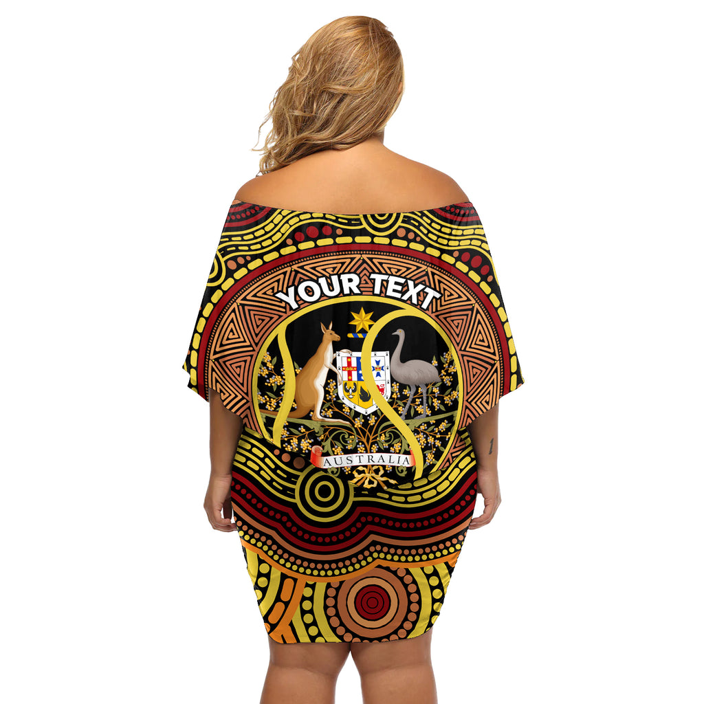 Personalised Australia Tennis Off Shoulder Short Dress Aussie Indigenous Art