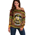 Personalised Australia Tennis Off Shoulder Sweater Aussie Indigenous Art