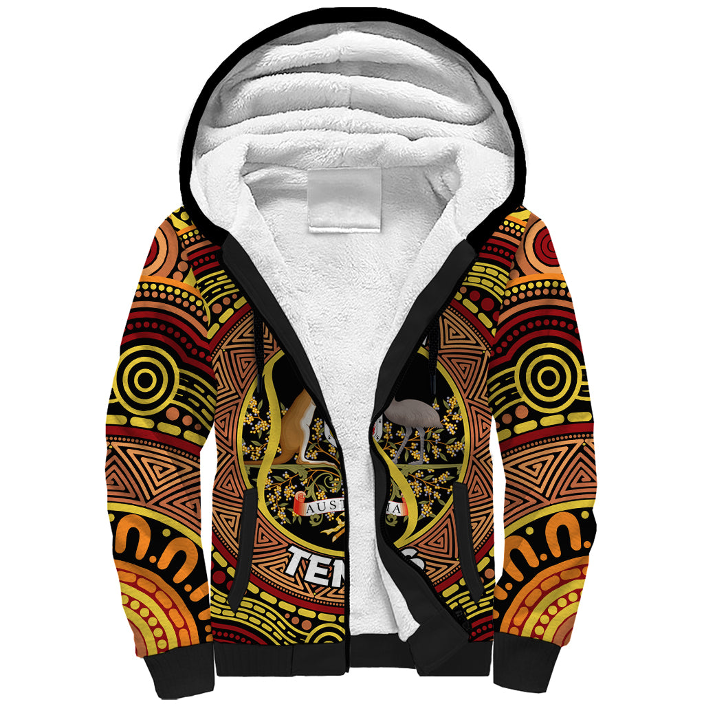 Personalised Australia Tennis Sherpa Hoodie Aussie Indigenous Art