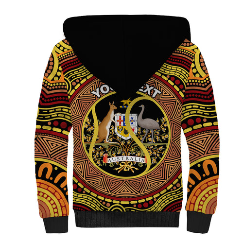 Personalised Australia Tennis Sherpa Hoodie Aussie Indigenous Art