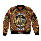 Personalised Australia Tennis Sleeve Zip Bomber Jacket Aussie Indigenous Art