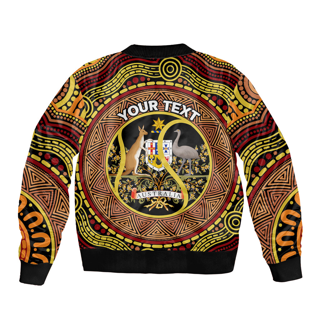 Personalised Australia Tennis Sleeve Zip Bomber Jacket Aussie Indigenous Art