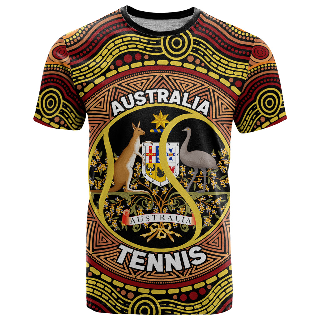 Personalised Australia Tennis T Shirt Aussie Indigenous Art