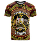 Personalised Australia Tennis T Shirt Aussie Indigenous Art
