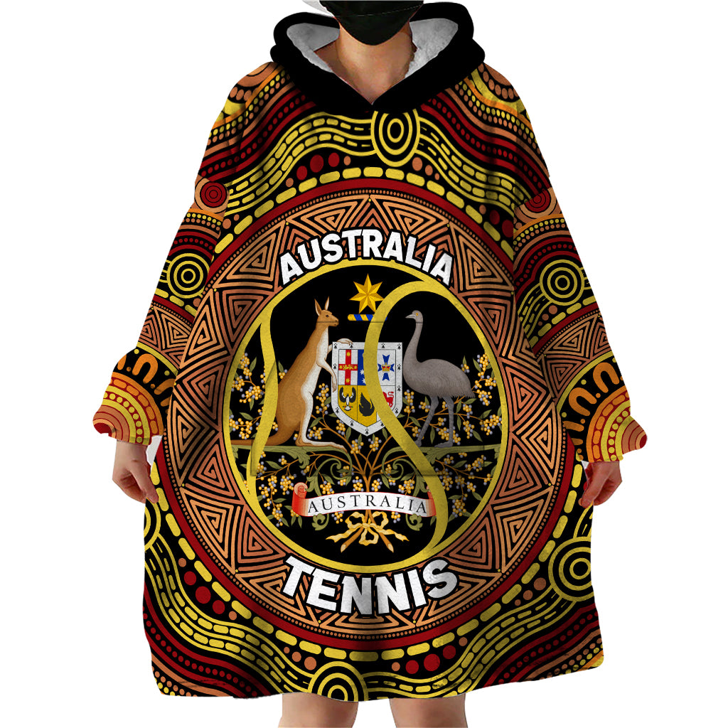 Personalised Australia Tennis Wearable Blanket Hoodie Aussie Indigenous Art