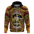 Personalised Australia Tennis Zip Hoodie Aussie Indigenous Art