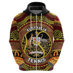 Personalised Australia Tennis Zip Hoodie Aussie Indigenous Art