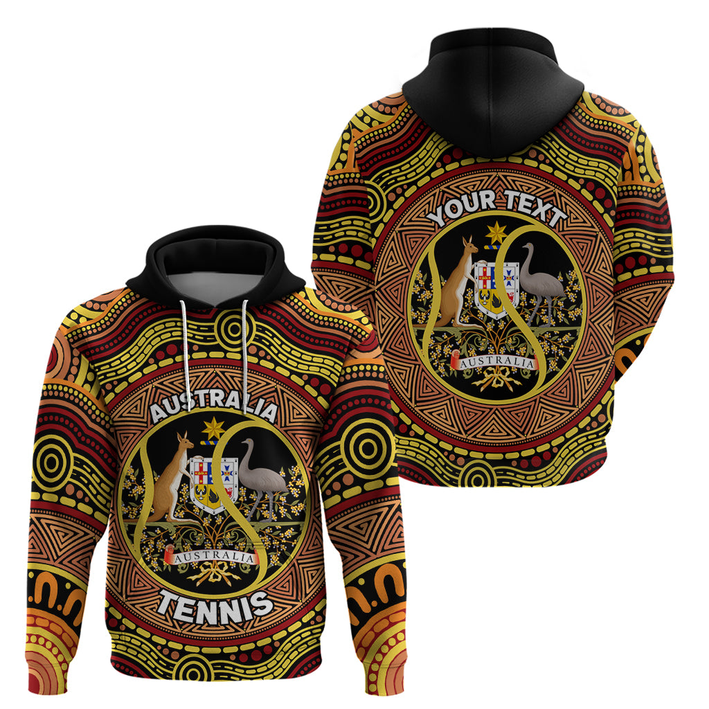 Personalised Australia Tennis Zip Hoodie Aussie Indigenous Art
