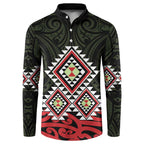 Kia Ora Aotearoa Button Sweatshirt 2025 Pasifika Maori Taniko Motifs