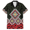 Kia Ora Aotearoa Family Matching Off Shoulder Short Dress and Hawaiian Shirt 2025 Pasifika Maori Taniko Motifs