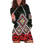 Kia Ora Aotearoa Hoodie Dress 2025 Pasifika Maori Taniko Motifs
