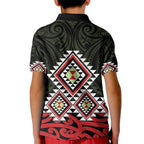 Kia Ora Aotearoa Kid Polo Shirt 2025 Pasifika Maori Taniko Motifs