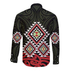 Kia Ora Aotearoa Long Sleeve Button Shirt 2025 Pasifika Maori Taniko Motifs