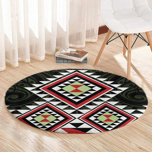 Kia Ora Aotearoa Round Carpet 2025 Pasifika Maori Taniko Motifs