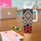 Kia Ora Aotearoa Tumbler With Handle 2025 Pasifika Maori Taniko Motifs