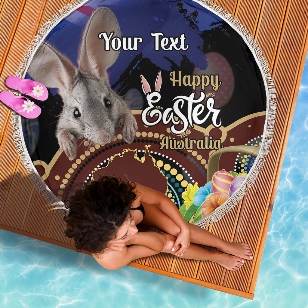 Personalised Australia Easter Day Beach Blanket Aussie Bilby Aboriginal Art