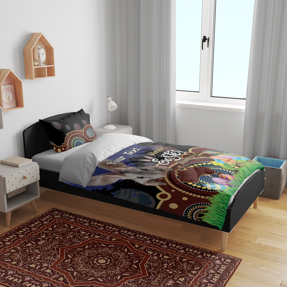 Personalised Australia Easter Day Bedding Set Aussie Bilby Aboriginal Art