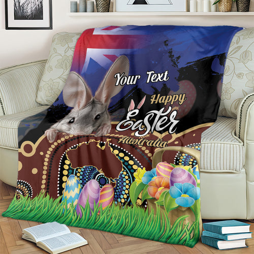 Personalised Australia Easter Day Blanket Aussie Bilby Aboriginal Art