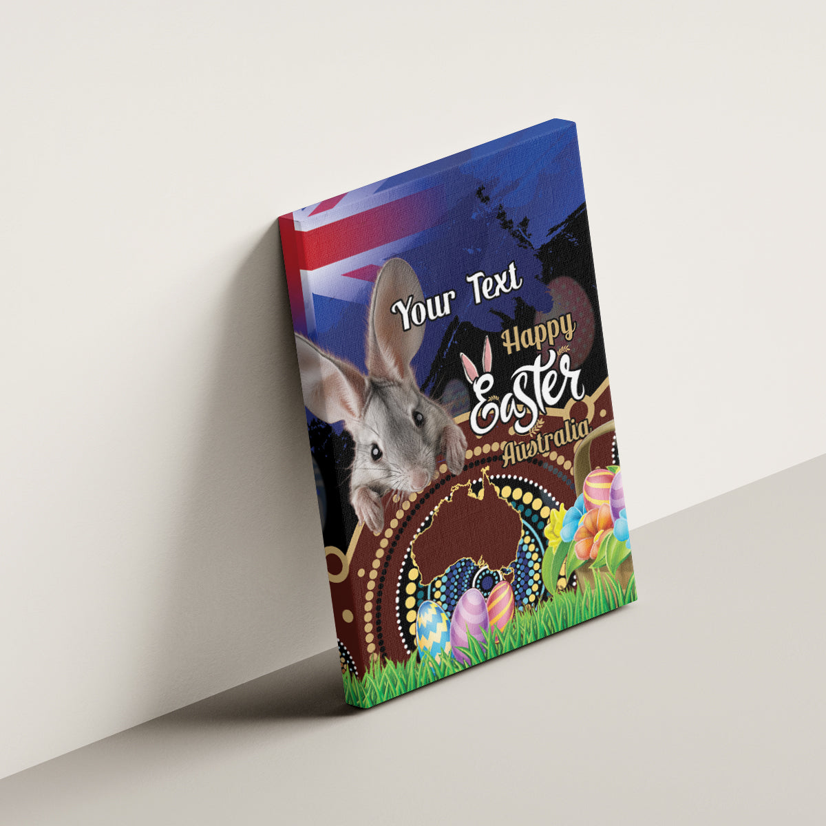Personalised Australia Easter Day Canvas Wall Art Aussie Bilby Aboriginal Art