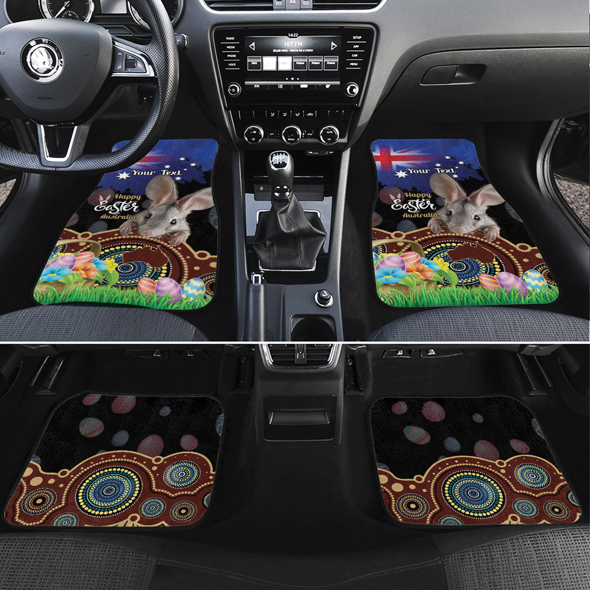 Personalised Australia Easter Day Car Mats Aussie Bilby Aboriginal Art
