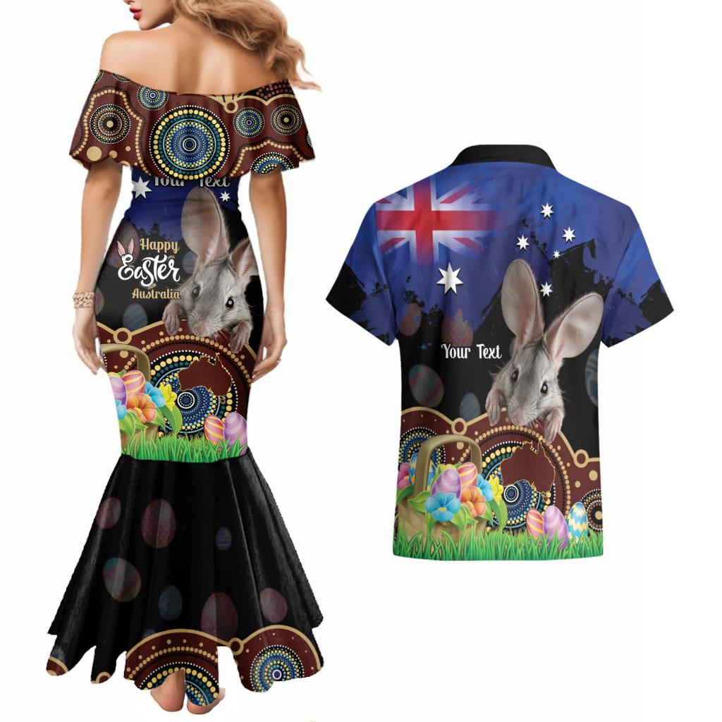 Personalised Australia Easter Day Couples Matching Mermaid Dress and Hawaiian Shirt Aussie Bilby Aboriginal Art