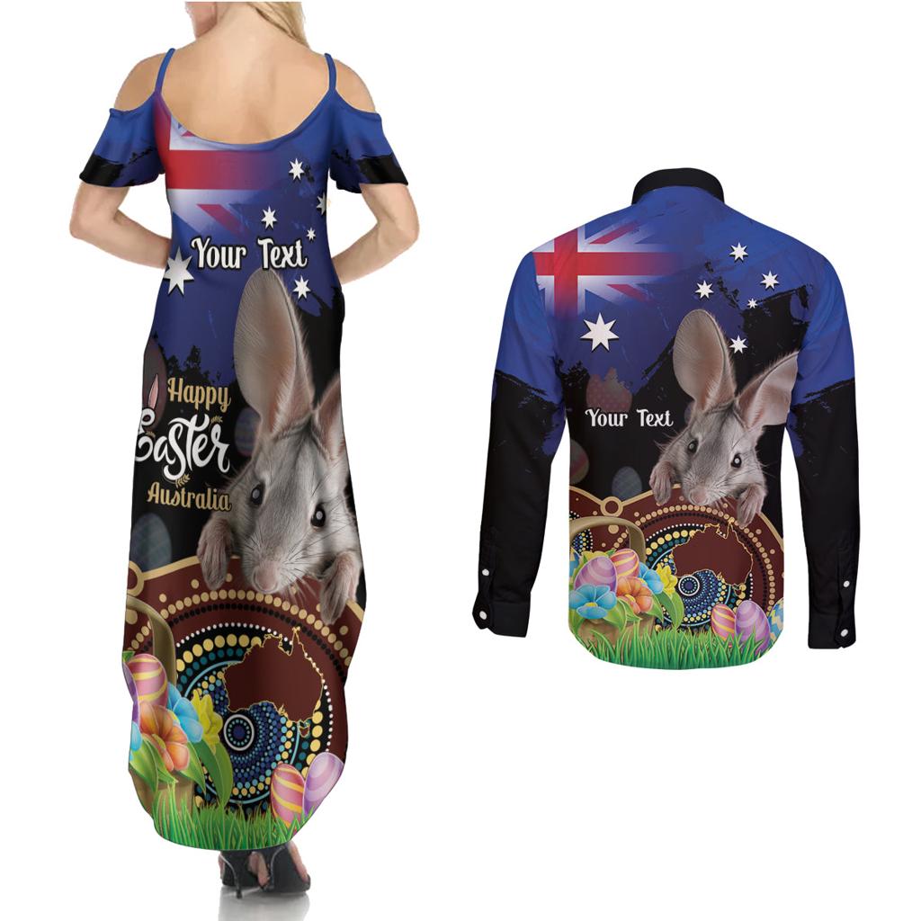 Personalised Australia Easter Day Couples Matching Summer Maxi Dress and Long Sleeve Button Shirt Aussie Bilby Aboriginal Art