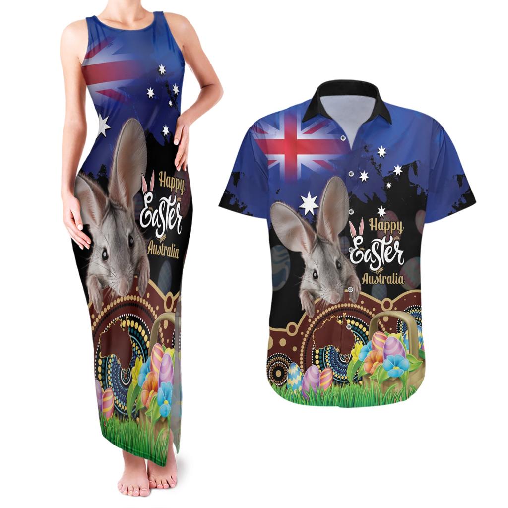 Personalised Australia Easter Day Couples Matching Tank Maxi Dress and Hawaiian Shirt Aussie Bilby Aboriginal Art