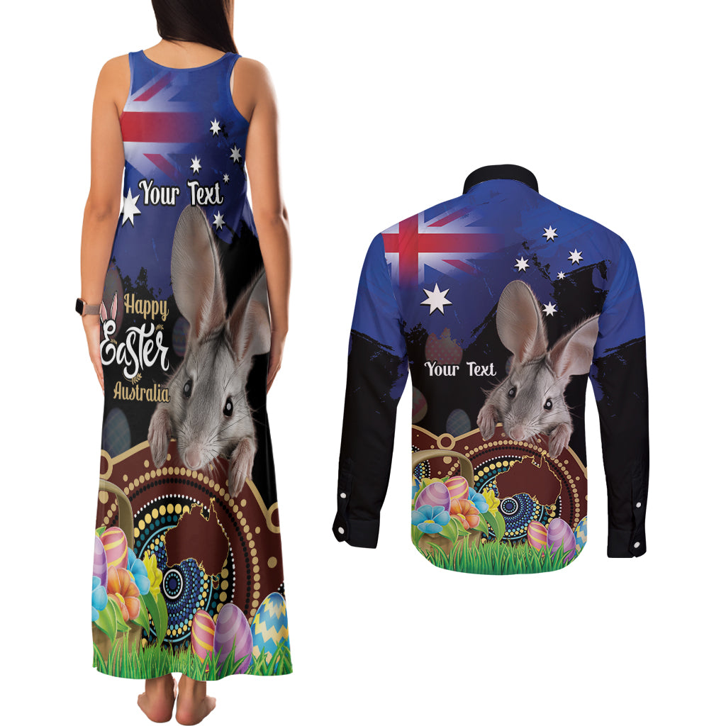 Personalised Australia Easter Day Couples Matching Tank Maxi Dress and Long Sleeve Button Shirt Aussie Bilby Aboriginal Art