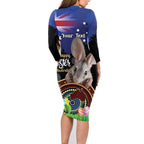 Personalised Australia Easter Day Family Matching Long Sleeve Bodycon Dress and Hawaiian Shirt Aussie Bilby Aboriginal Art