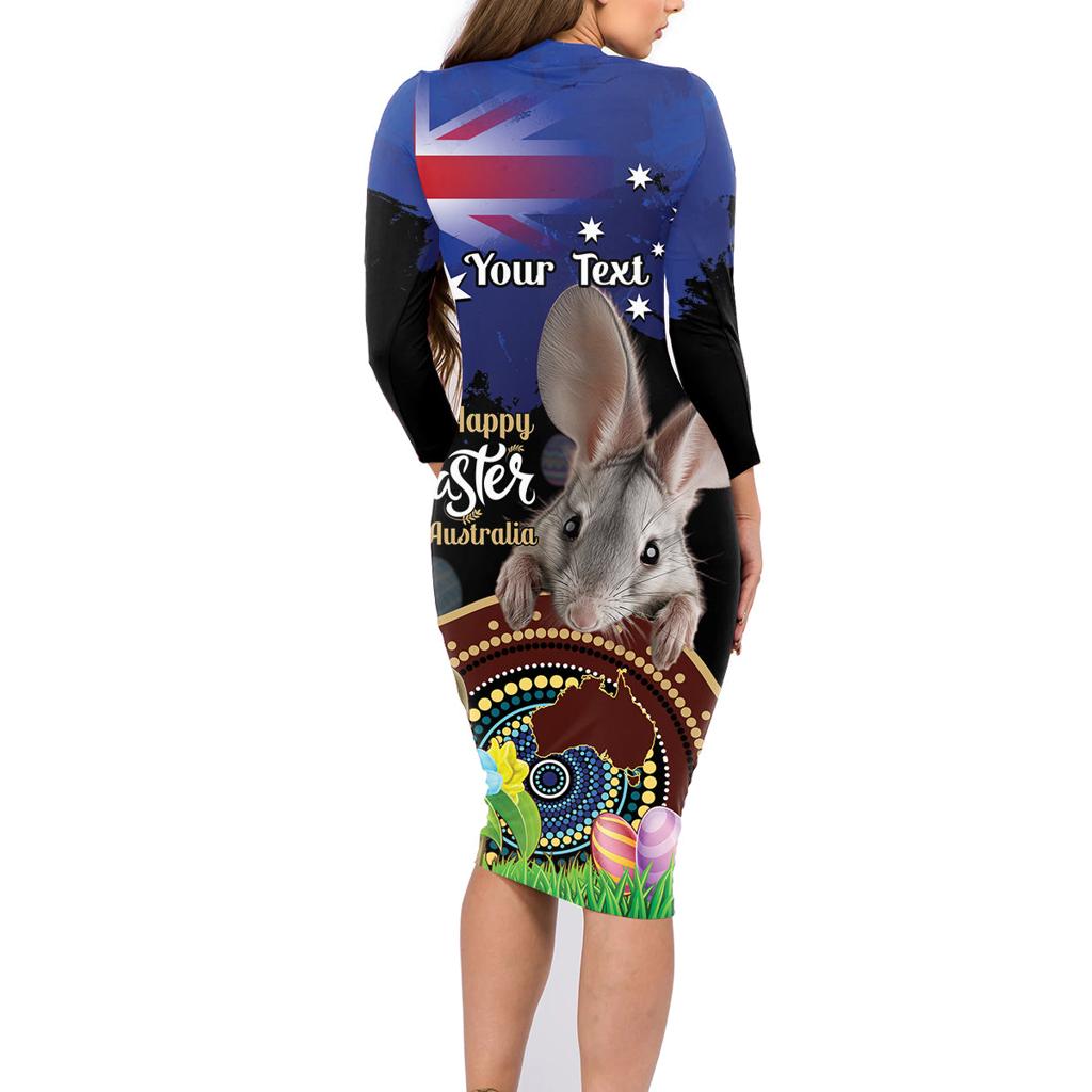 Personalised Australia Easter Day Family Matching Long Sleeve Bodycon Dress and Hawaiian Shirt Aussie Bilby Aboriginal Art