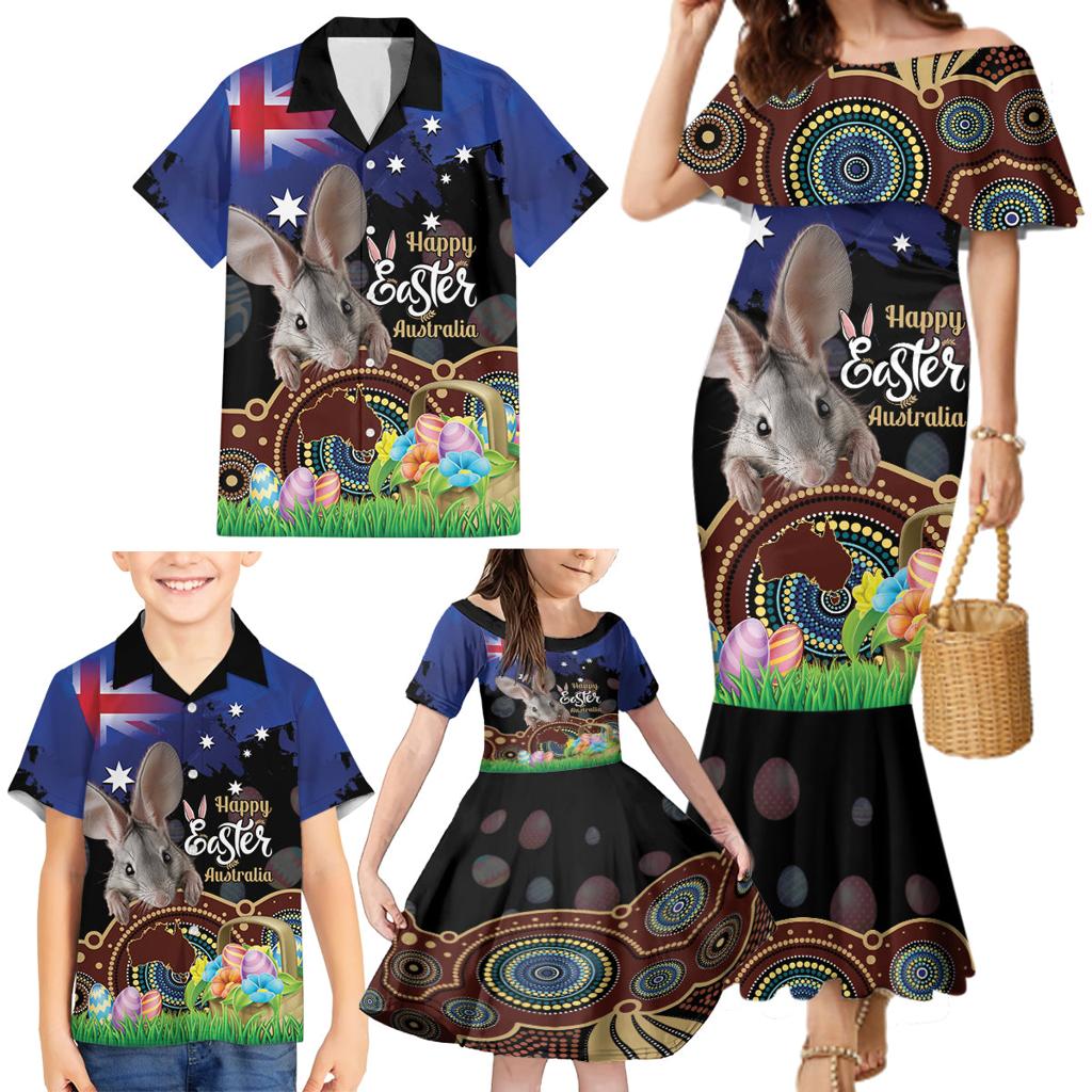 Personalised Australia Easter Day Family Matching Mermaid Dress and Hawaiian Shirt Aussie Bilby Aboriginal Art