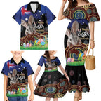 Personalised Australia Easter Day Family Matching Mermaid Dress and Hawaiian Shirt Aussie Bilby Aboriginal Art