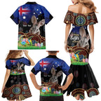 Personalised Australia Easter Day Family Matching Mermaid Dress and Hawaiian Shirt Aussie Bilby Aboriginal Art