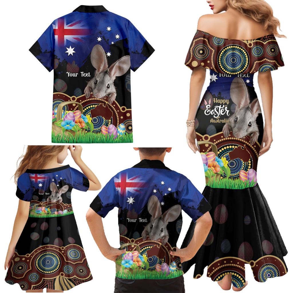 Personalised Australia Easter Day Family Matching Mermaid Dress and Hawaiian Shirt Aussie Bilby Aboriginal Art