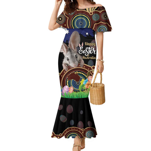 Personalised Australia Easter Day Family Matching Mermaid Dress and Hawaiian Shirt Aussie Bilby Aboriginal Art